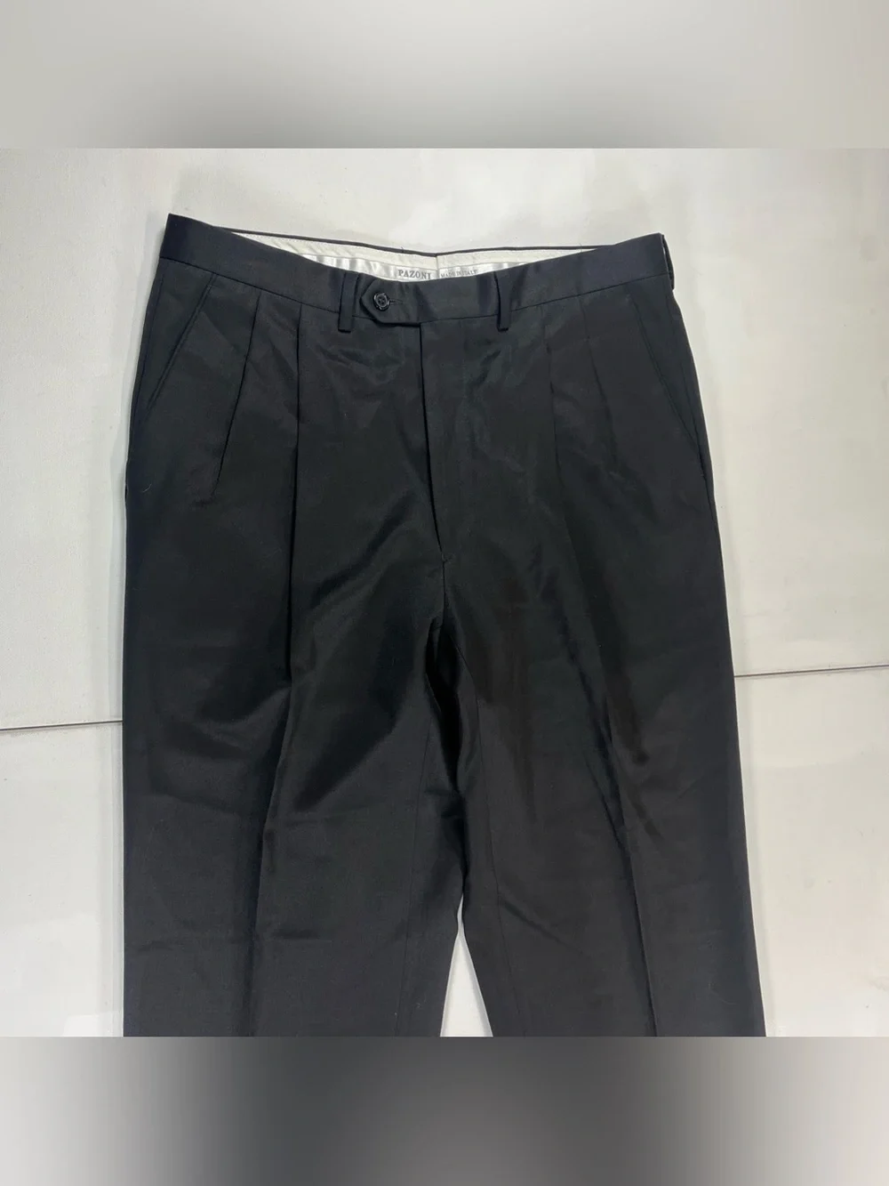 Pazoni Pants Black Wool Made In Italy Dress Trousers Classic Como Men’s 34 X 31